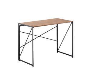 Mesa Escritorio Plegable de Metal y Madera Roble Oscuro 100x50x75 cm