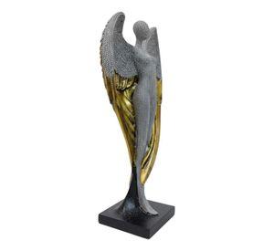 Estatua Ángel Guardián Alado Escultura Decorativa Jhn