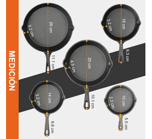 Sartenes De Hierro Fundido Juego De Sartenes 5 Piezas 10-26 cm
