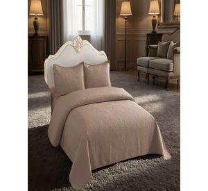QUILT CUBRECAMA DE VERANO KING CON POMPON COLOR MARRÓN