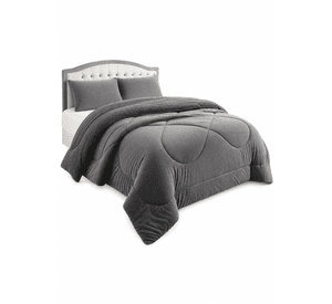 Cobertor Cubrecama Con Chiporro 2 Plazas Gris Oscuro Lisa