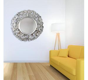 Espejo Decorativo Marco Plateado Mariposas Redondo 60cm Jhn