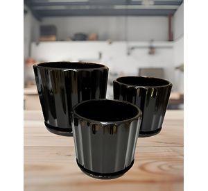 Macetero Cerámica Black Lights Contemporáneo 3 piezas Jhn
