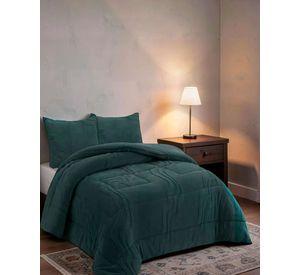 CUBRECAMA CON RELIEVE EN FORMA DE ONDAS 2 PLAZAS COLOR VERDE