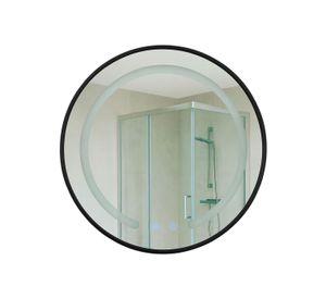 Espejo Redondo Marco Negro Touch con Luz Led 3 colores 80 cm