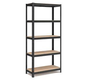 Estante Rack Metálico Negro 70x30x150cm, 5 Repisas, 175kg