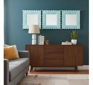Set 3 Espejo Pared Decorativo Diseño Olas Dinámico Jhn
