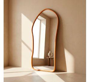 Espejo decorativo irregular de cuerpo entero de madera color roble 180x80 cm