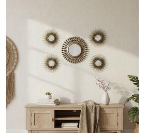 Set 5 Pza Espejo Pared Decorativo Mural Rayos Sol Jhn