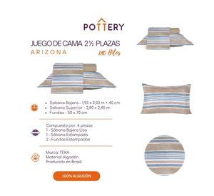 Juego de Sábanas 4 Piezas ARIZONA, 2 1⁄2 plazas - 180 hilos en 100% Algodón