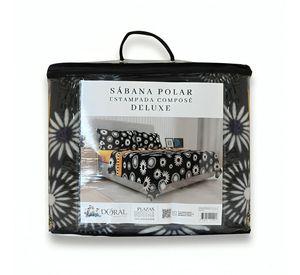 Sábanas de Polar Composé 2 Plazas / Flor Negro Salmón – Doral