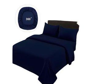 JUEGO DE SABANAS DE 500 HILOS SUPER-KING COLOR AZUL OSCURO