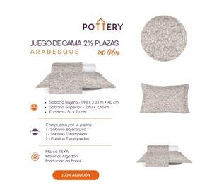 Juego de Sábanas 4 Piezas ARABESQUE, 2 1⁄2 plazas - 180 hilos en 100% Algodón
