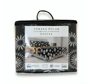 Sábanas Polar Composé 1.5 Plazas / Flor Negro Salmón – Doral
