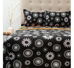 Sábanas Polar Composé 1.5 Plazas / Flor Negro Salmón – Doral