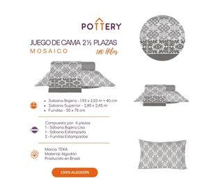 Juego de Sábanas 4 Piezas MOSAICO, 2 1⁄2 plazas - 180 hilos en 100% Algodón
