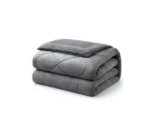 Cubrecama plush con chiporro Acolchado liso 2 plazas gris
