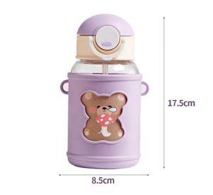 Botella De Agua Portatil 620ml Osito Kawaii Morado Infantil