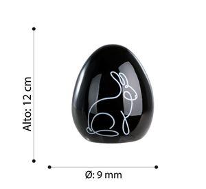 Adorno Decorativo GOPENG - Huevo Conejo negro Cerámica 12cm × 9 cm