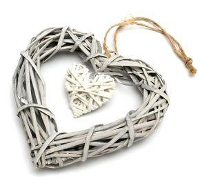 Corazón Colgante 20cm Mimbre Rústico Bricolaje Set de 3 Jhn