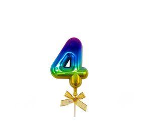 TOPPER TORTA NUMERAL MULTICOLOR #4