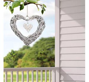 Corazón Colgante 25cm Mimbre Rústico Bricolaje Set de 2 Jhn