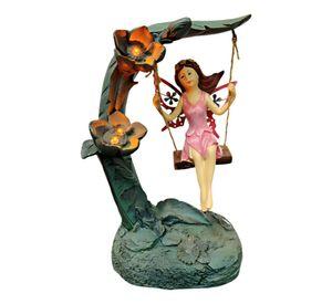 Figura Decorativa Hada Columpio Jardín Adorno Solar Jhn