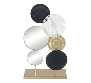 Estatua Figura Decorativa Adorno Discos Texturizados Jhn