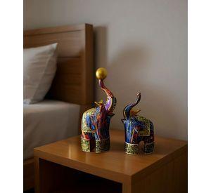 Set 2 Figura Decorativa Elefante Graffiti Colorido Hogar Jhn