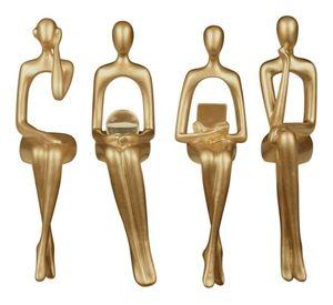 Figuras Abstractas Estatuas Adorno Estantería 4 Piezas Jhn