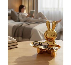 Figura Decorativa Conejo Multifuncional Bandeja Adorno Jhn