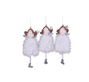 HADA NAVIDEÑA COLGANTE CON TRAJE DE LANA BLANCO