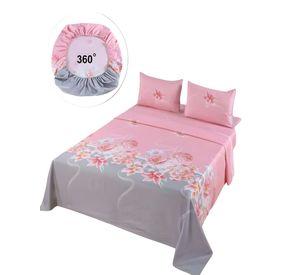SET DE SABANAS DISEÑO ESTAMPADO 2 PLAZAS ROSADO