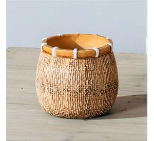 Maceta Plantas Arcilla Imitación De Ratán Decoración Jhn