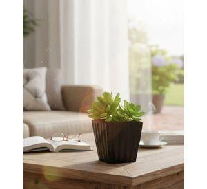 Set 4 Macetero Decorativo Cubo Texturizado Compacto Jhn
