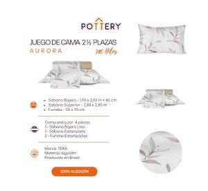 Juego de Sábanas 4 Piezas AURORA, 2 1⁄2 plazas - 180 hilos en 100% Algodón