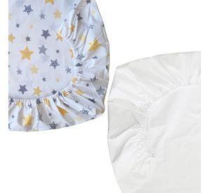 Set de 2 Sábanas Bajeras para Colecho Blanco - Estrellas Amarillas