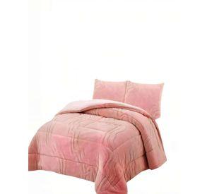 CUBRECAMA CON RELIEVE EN FORMA DE ONDAS 2 PLAZAS COLOR ROSADO