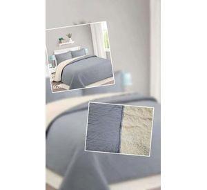 Cubrecama Quilt Sherpa 2pl Gris Aporta Versatilidad Y Combina Diseño Liso Gris Elegante