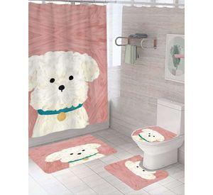 Juego 5 piezas con Cortina de baño de Tela Poliéster y Forro de Ducha de Plástico J-7