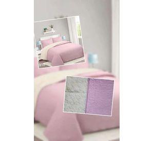 Cubrecama Quilt Sherpa 2pl Rosado Pastel Aporta Armonía Diseño Liso Rosado