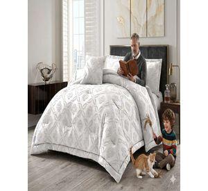 Cubrecama Quilt Nórdico Delgado Diseño Flores 2 plazas blanco