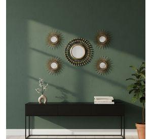 Set 5 Pza Espejo Pared Decorativo Mural Rayos Sol Jhn
