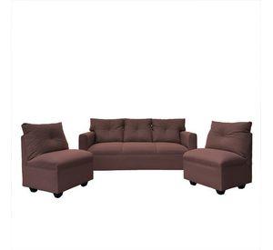 Juego Living Mateo Chenille Cafe Pata Plastica 3C.1C.1C