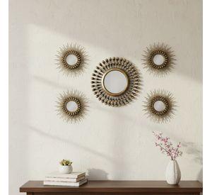 Set 5 Pza Espejo Pared Decorativo Mural Rayos Sol Jhn