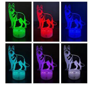 Lámpara ilusión 3D De Perro Pastor Alemán 7 Colores Led