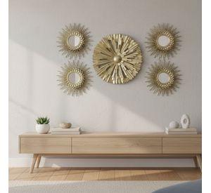 Set 5 Pza Espejo Decorativo Pared Adorno Mural Solar Jhn