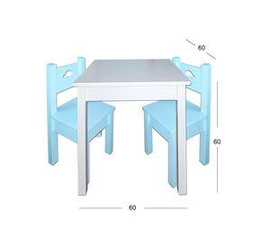 Mesa Infantil Blanca con 2 Sillas Celestes