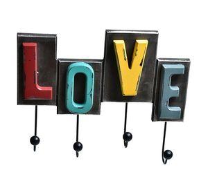 Perchero madera 4 Ganchos Love Unico 30x25x6 cm