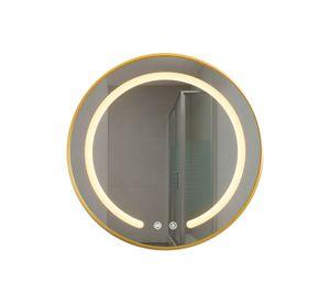 Espejo Redondo Marco Dorado Touch con Luz Led 3 colores 60 cm